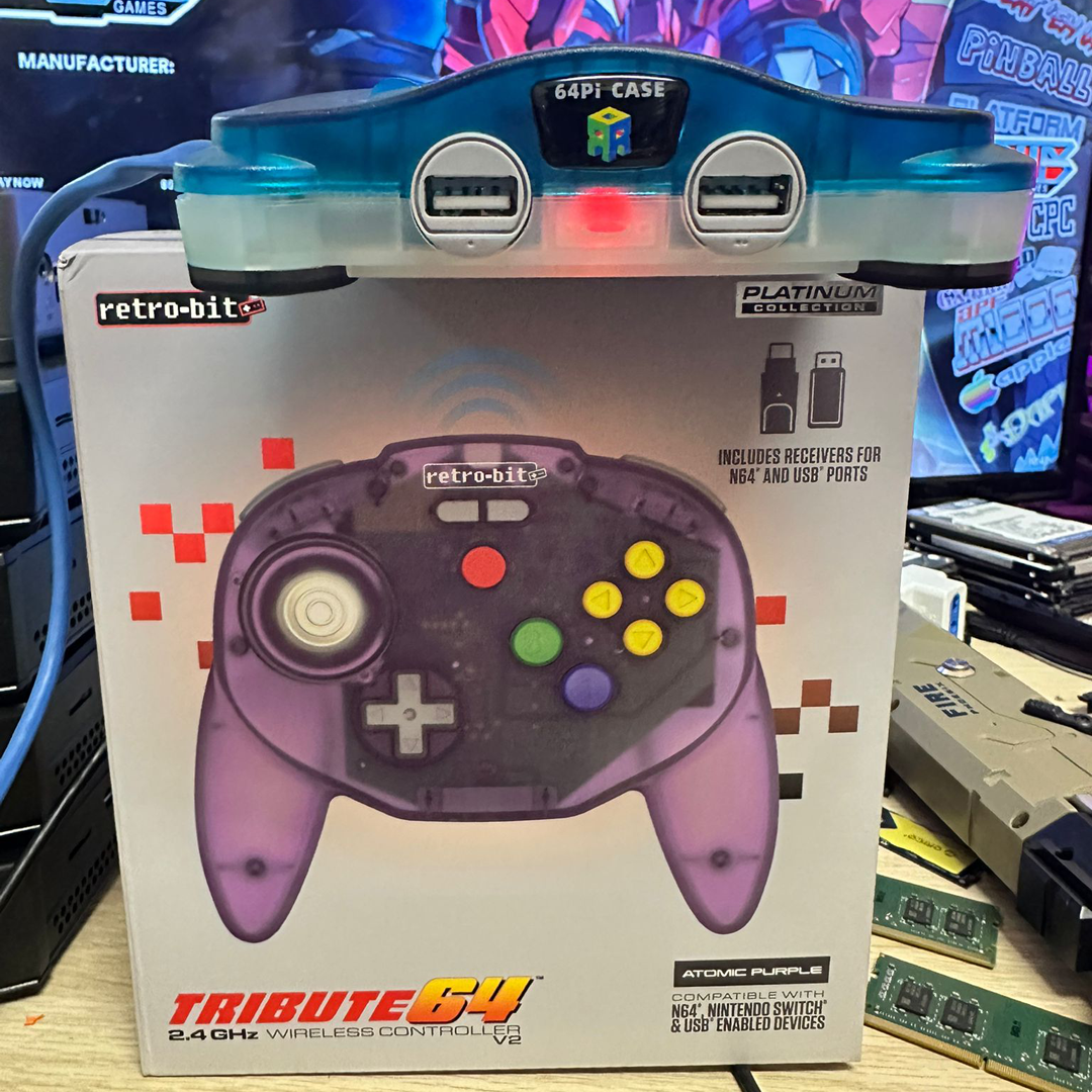 Nostalgic 64pi Raspberry Pi 5, 500GB e Controller n64Tribute64 2.4GHz Wireless