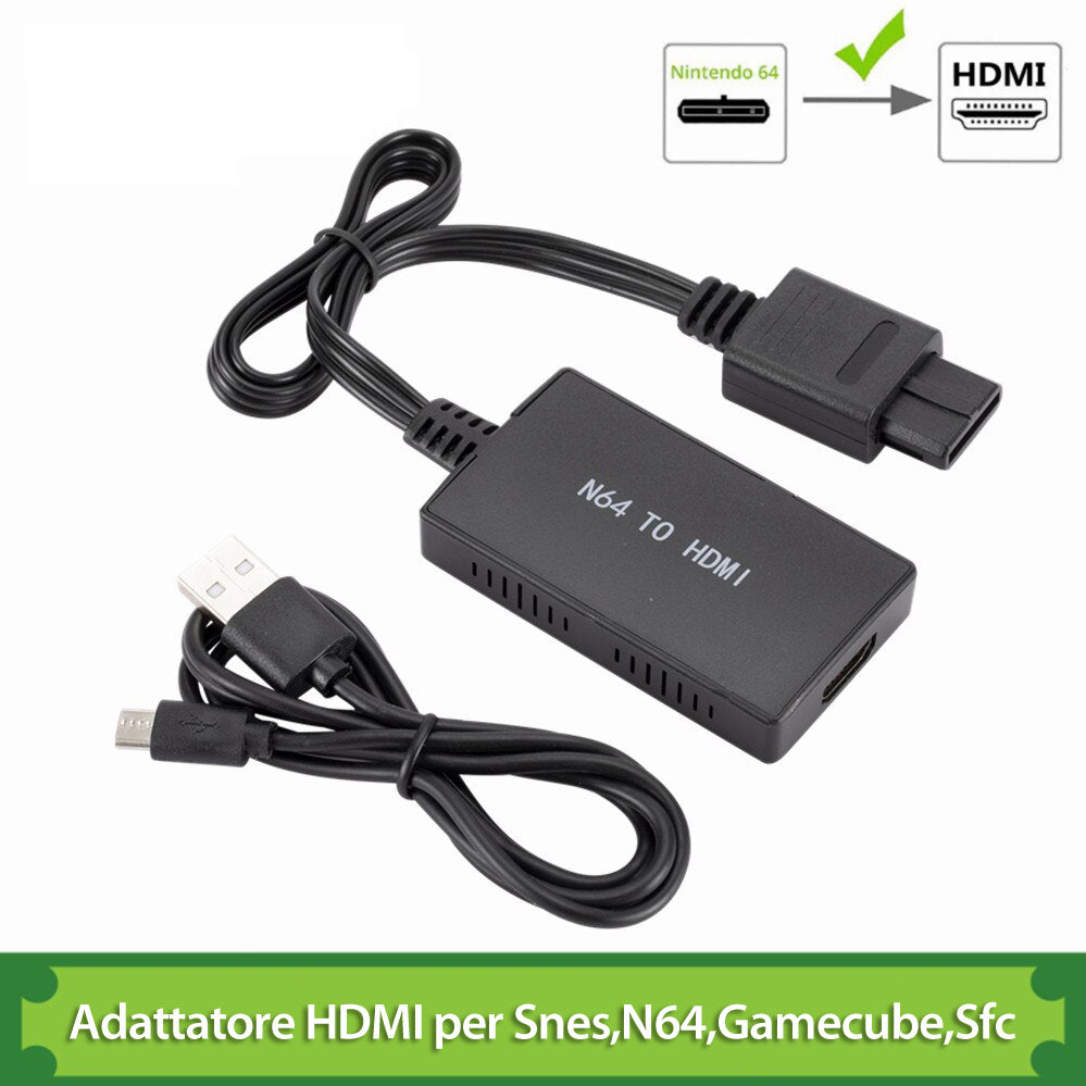 Adattatore video HDMI per Super Nintendo, Nintendo 64, Gamecube e SFC- Rivivi i giochi classici su TV moderne