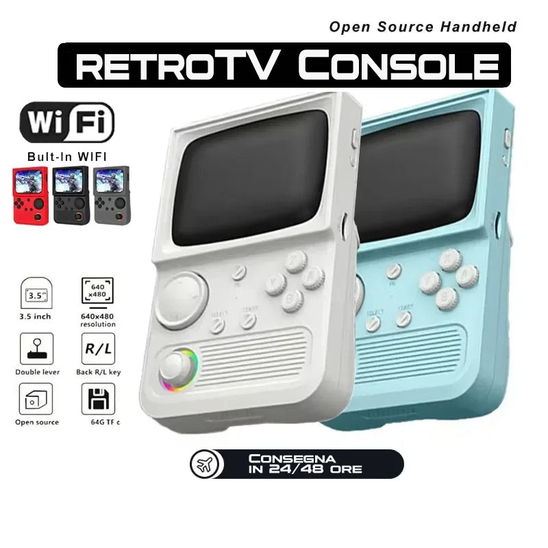 Retro TV Handheld – Console portatile con schermo curvo in stile tubo catodico