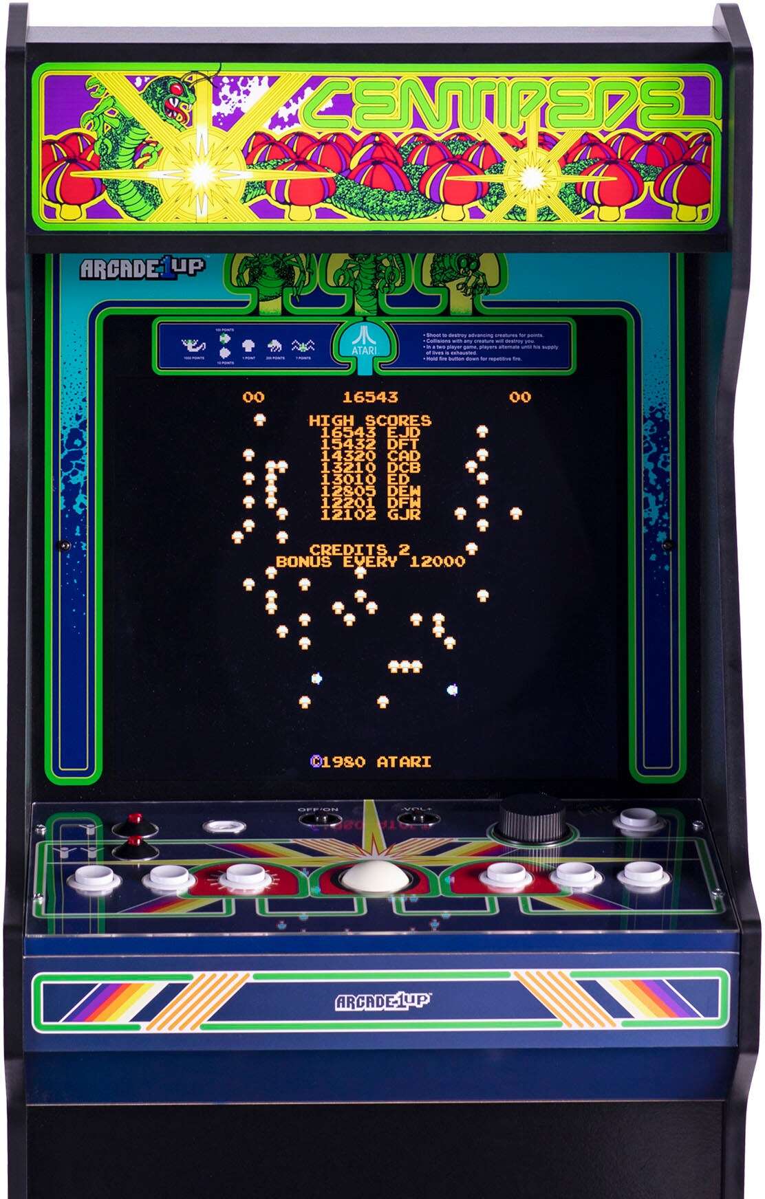 Atari Legacy CENTIPEDE® 2023 Edition includes the Light-Up Marquee and 14 classic Atari games.
