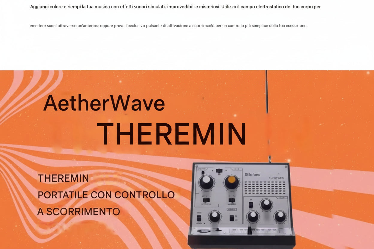 AetherWave Theremin – Synth Analogico a Controllo d’Aria Retro Sci-Fi