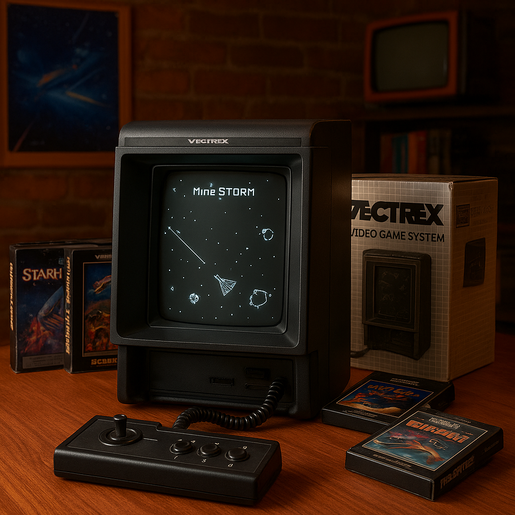 Console Vectrex Originale Anni ’80 – Rarità da Collezione con 6 Giochi e Scatola