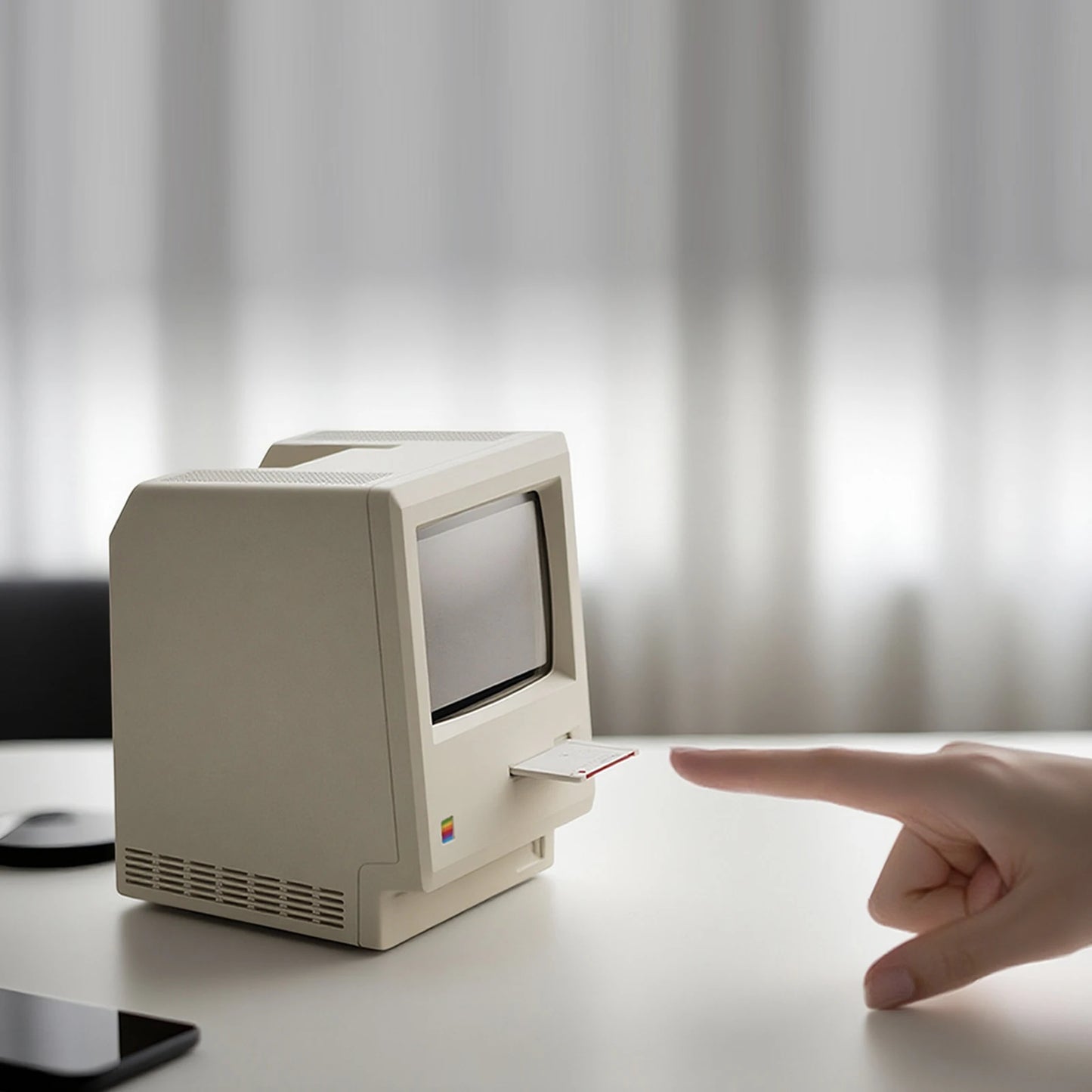 Sveglia Retrò Mac Style 1984 – Orologio Digitale Iconico Stile Computer Vintage