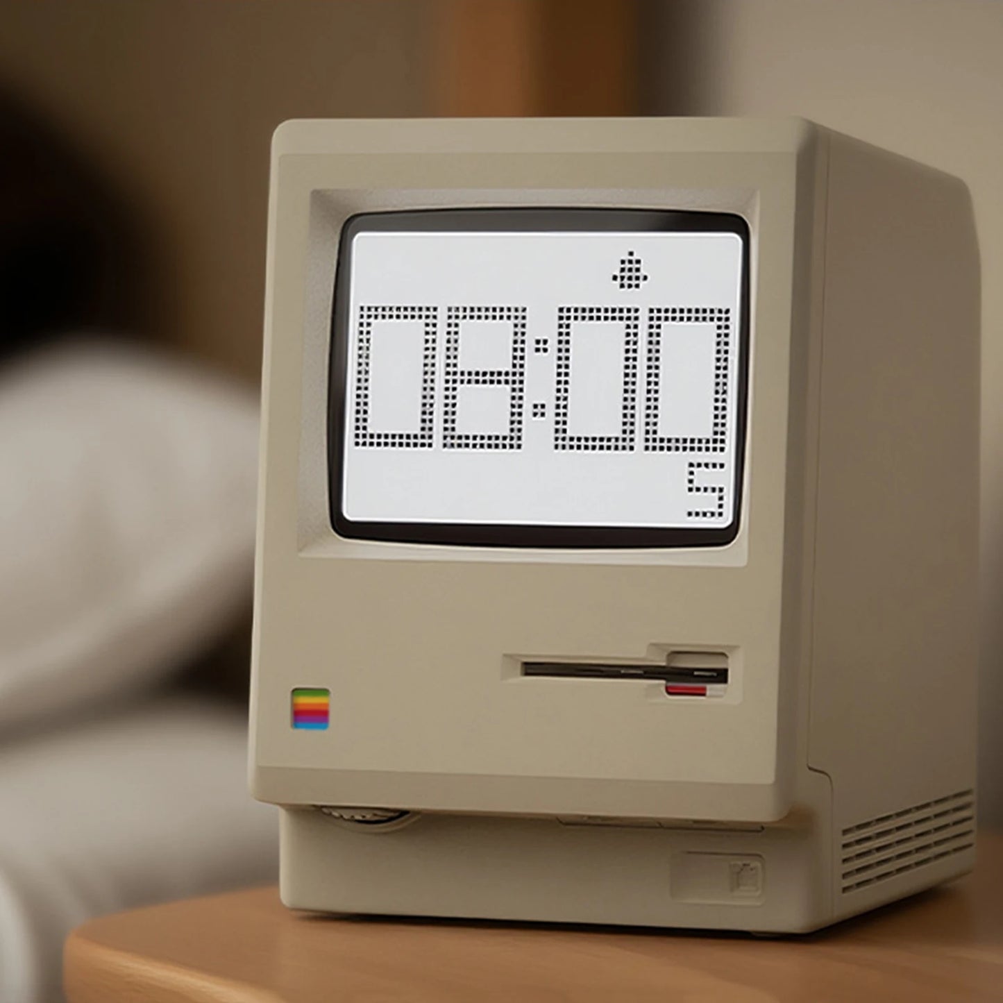 Sveglia Retrò Mac Style 1984 – Orologio Digitale Iconico Stile Computer Vintage