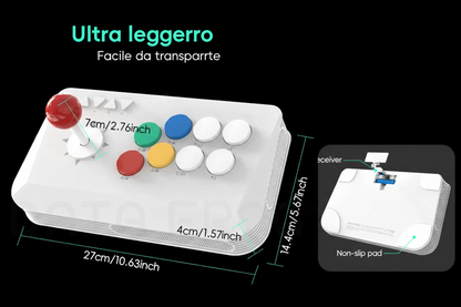 Arcade Stick Wireless – Joystick Arcade Professionale per PC, Switch e Batocera