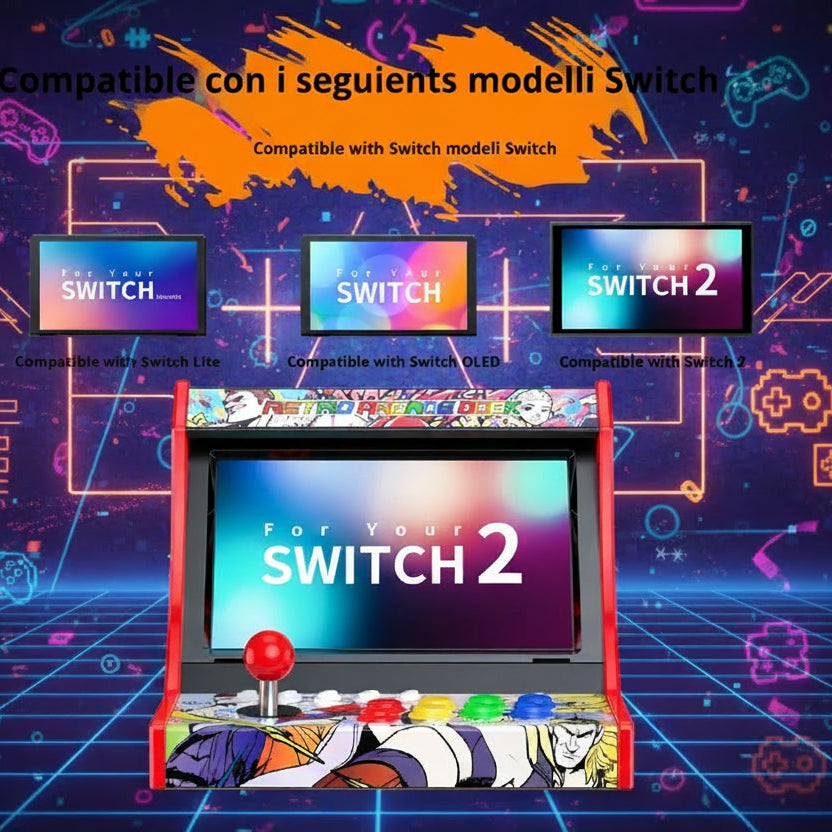 Arcade Controller Dock per Nintendo Switch / Switch OLED / Switch 2 – Mini Arcade da Scrivania per Fighting Game