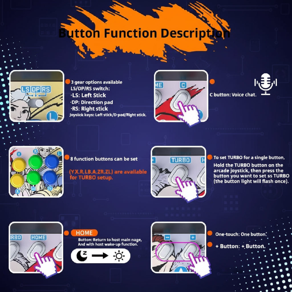 Arcade Controller Dock per Nintendo Switch / Switch OLED / Switch 2 – Mini Arcade da Scrivania per Fighting Game