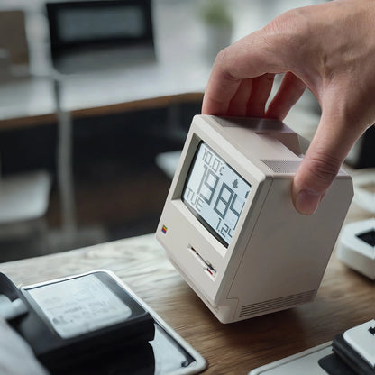 Sveglia Retrò Mac Style 1984 – Orologio Digitale Iconico Stile Computer Vintage