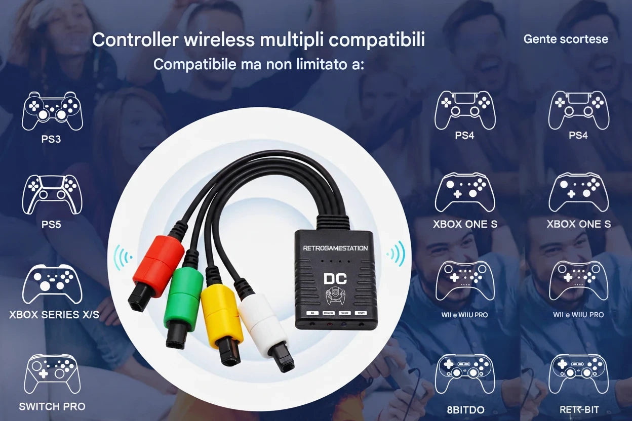 Adattatore Wireless Bluetooth per Controller Moderni su  SEGA DreamCast
