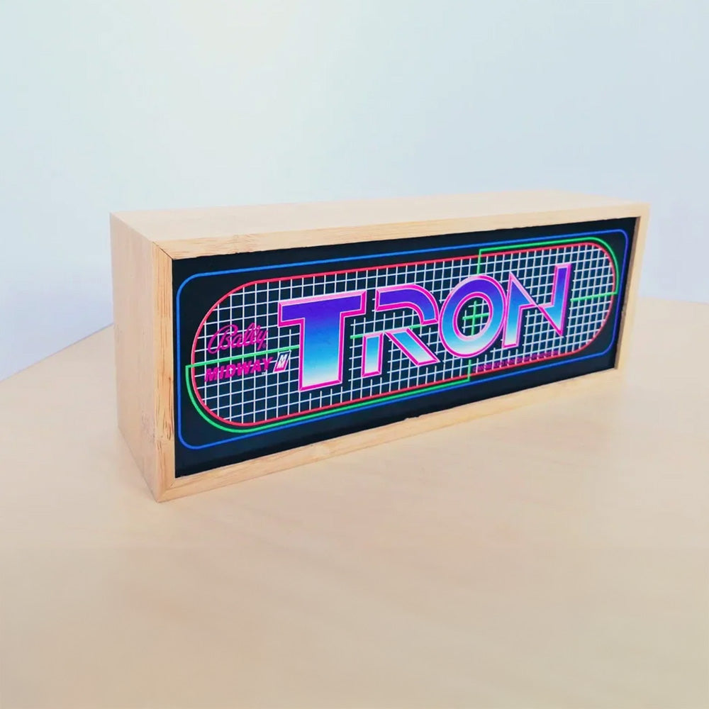 "TRON" Marquee Light Box In Legno Arcade Marquee Light