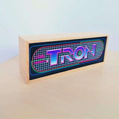 "TRON" Marquee Light Box In Legno Arcade Marquee Light